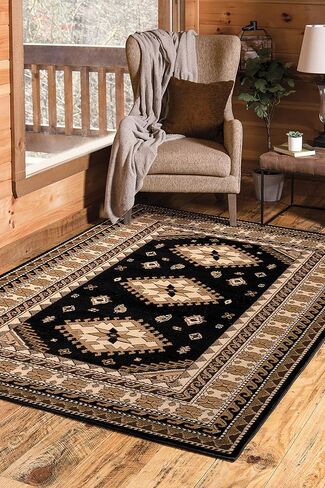سجادة United Weavers Dallas Tres Runner - أسود، 2x8 عداء، سجادة جنوب غربية للمنطقة الداخلية بنمط حدود، ظهر من الجوت in Kuwait