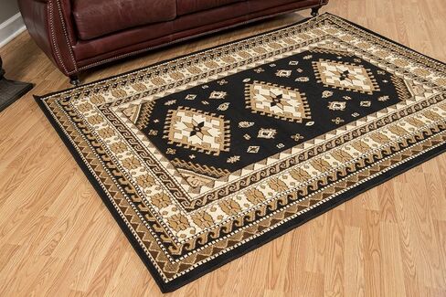 سجادة United Weavers Dallas Tres Runner - أسود، 2x8 عداء، سجادة جنوب غربية للمنطقة الداخلية بنمط حدود، ظهر من الجوت in Kuwait