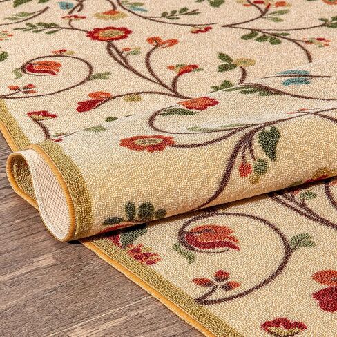 Well Woven Jenni Ivory Botanical Floral Transitional Non-Slip Runner Rug 2x7 (2' x 7') in Saudi Arabia