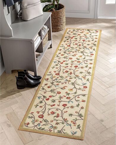 Well Woven Jenni Ivory Botanical Floral Transitional Non-Slip Runner Rug 2x7 (2' x 7') in Saudi Arabia