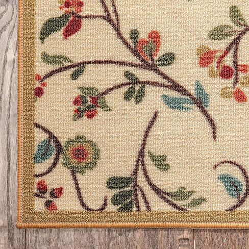 Well Woven Jenni Ivory Botanical Floral Transitional Non-Slip Runner Rug 2x7 (2' x 7') in Saudi Arabia