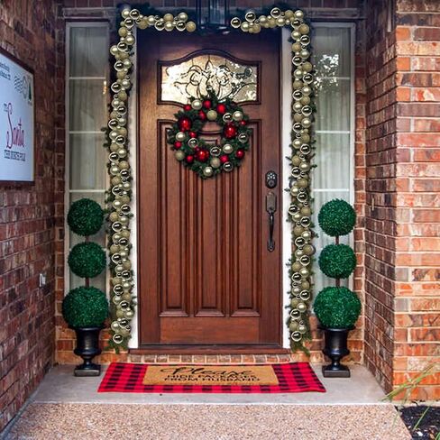 6 FEET Christmas Ball Garland Ornaments Shatterproof Xmas Hanging Balls Decorations for Home Indoor Outdoor Mantel Holiday Party Wedding Tree - Champagne Gold in Kuwait