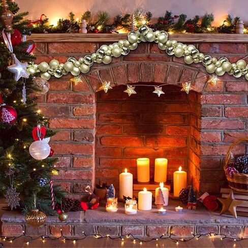 6 FEET Christmas Ball Garland Ornaments Shatterproof Xmas Hanging Balls Decorations for Home Indoor Outdoor Mantel Holiday Party Wedding Tree - Champagne Gold in Kuwait