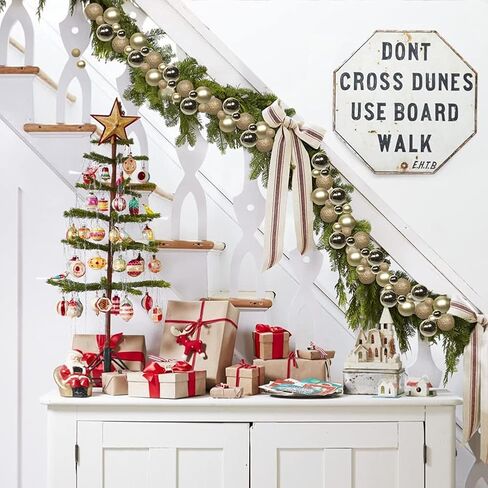6 FEET Christmas Ball Garland Ornaments Shatterproof Xmas Hanging Balls Decorations for Home Indoor Outdoor Mantel Holiday Party Wedding Tree - Champagne Gold in Kuwait