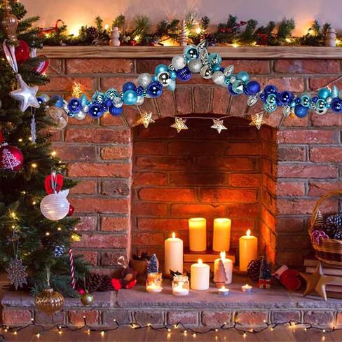 6 FEET Christmas Ball Garland Ornaments Shatterproof Xmas Hanging Balls Decorations for Home Indoor Outdoor Mantel Holiday Party Wedding Tree - Champagne Gold in Kuwait