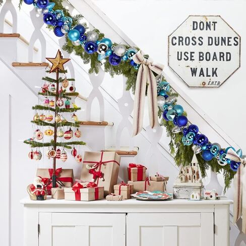 6 FEET Christmas Ball Garland Ornaments Shatterproof Xmas Hanging Balls Decorations for Home Indoor Outdoor Mantel Holiday Party Wedding Tree - Champagne Gold in Kuwait