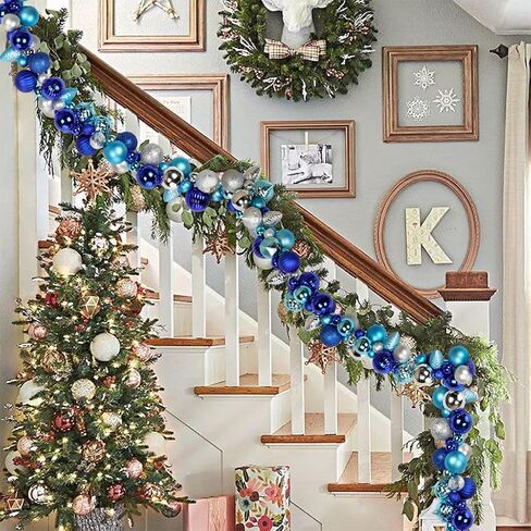 6 FEET Christmas Ball Garland Ornaments Shatterproof Xmas Hanging Balls Decorations for Home Indoor Outdoor Mantel Holiday Party Wedding Tree - Champagne Gold in Kuwait