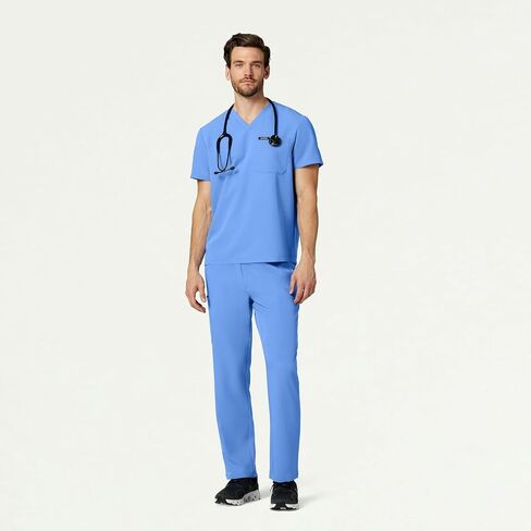 Jaanuu Holmes Men's 1-Pocket Classic V-Neck Scrub Top in Saudi Arabia
