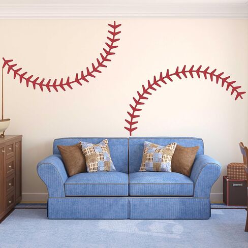 Vinyl Baseball Wall Decals Big Baseball Stitches Stickers Peel and Stick Ceiling Decals Baseball Lace Wall Stickers Large Sport Ball Wall Stickers for Teens Boy Girl Bedroom Playroom Decor in Saudi Arabia