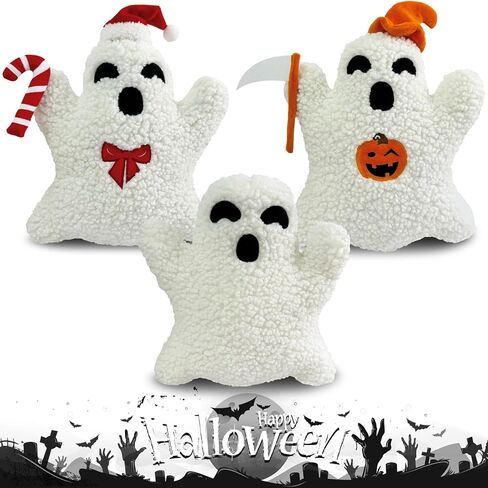 Ghost Pillow Plush, 12 inch Cute Ghost Halloween Christmas Party Throw Pillows, Stuffed Ghost Shaped Decorative Spooky Pillows Outdoor Home Cushion Decorations (Ghost) in Saudi Arabia