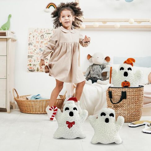 Ghost Pillow Plush, 12 inch Cute Ghost Halloween Christmas Party Throw Pillows, Stuffed Ghost Shaped Decorative Spooky Pillows Outdoor Home Cushion Decorations (Ghost) in Saudi Arabia