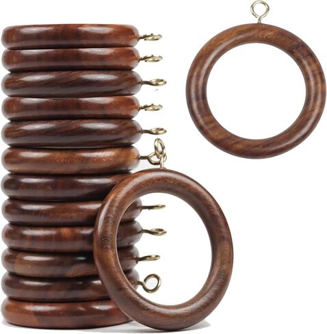 Premium Wooden Curtain Rings for Window and Door Decoration (24 Pieces) Wood Drapery Rings | Inner Dia 1.75 Inch and Outer Dia 2.5 Inch | Beech Wood in Saudi Arabia