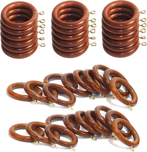 Premium Wooden Curtain Rings for Window and Door Decoration (24 Pieces) Wood Drapery Rings | Inner Dia 1.75 Inch and Outer Dia 2.5 Inch | Beech Wood in Saudi Arabia