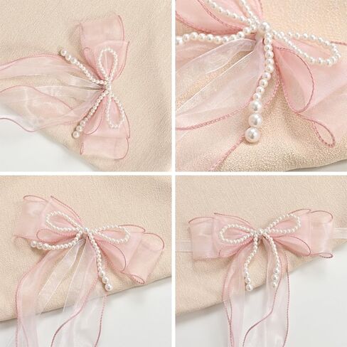 2 Pcs Bowknot Curtain Tiebacks, Butterfly Curtain Ties with Pearls, Sweet Bow Curtain Holdbacks Buckles for Home Decorative (Pink) in Saudi Arabia