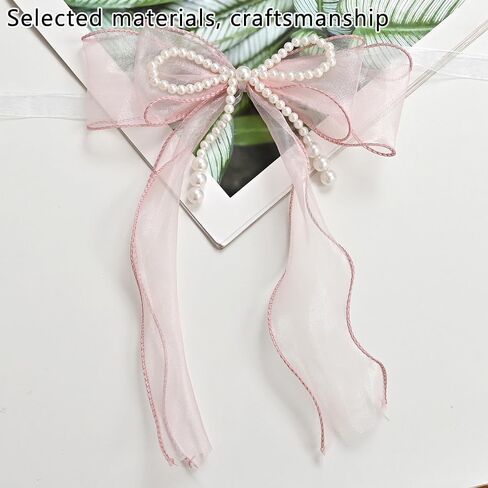 2 Pcs Bowknot Curtain Tiebacks, Butterfly Curtain Ties with Pearls, Sweet Bow Curtain Holdbacks Buckles for Home Decorative (Pink) in Saudi Arabia
