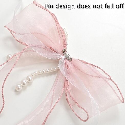2 Pcs Bowknot Curtain Tiebacks, Butterfly Curtain Ties with Pearls, Sweet Bow Curtain Holdbacks Buckles for Home Decorative (Pink) in Saudi Arabia