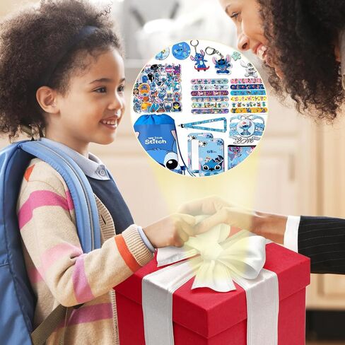 Stitch Merchandise Gift Set for Girls Drawstring Bag, Stickers, Lanyard, Necklace, Bracelet, Keychain and Button Pin in Saudi Arabia