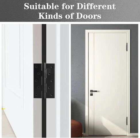 4Pcs Stainless Steel 5'' Door Hinges, 5 x 3 Inch Door Hinge with Ball Bearing, Heavy Duty Door Hardware, Door Hinges with Square Corners (Black) in Saudi Arabia