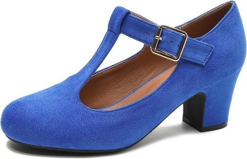 Women's Mary Jane Pumps T-Strap Block Chunky High Heels Ankle Strap Buckle Comfortable Wedding Dress Evening Party Shoes in Saudi Arabia