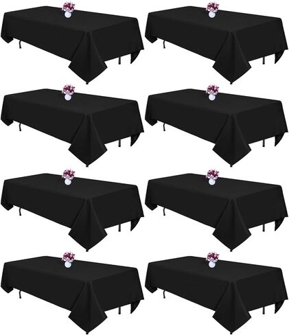 8 Packs Black Tablecloths 60x102 Inch Fabric Rectangular Table Cloths For 6 Foot Rectangle Tables, Wrinkle Resistant Polyester Tablecloth Washable Table Cloth Rectangle Table For Wedding Party Banquet in Saudi Arabia