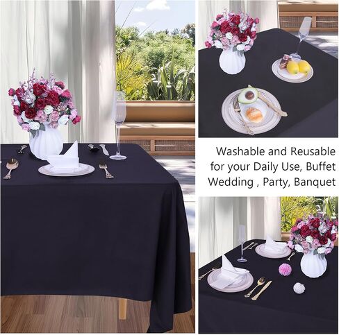 8 Packs Black Tablecloths 60x102 Inch Fabric Rectangular Table Cloths For 6 Foot Rectangle Tables, Wrinkle Resistant Polyester Tablecloth Washable Table Cloth Rectangle Table For Wedding Party Banquet in Saudi Arabia