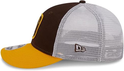 New Era SD San Diego Padres 9FIFTY Low Profile Squared Patch Classic Trucker Cap, Hat Brown Gold in Saudi Arabia