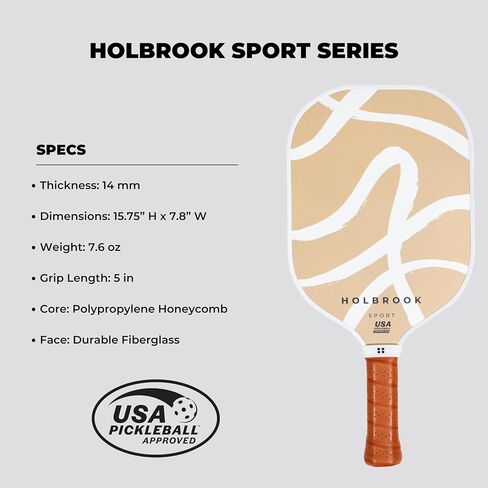 Holbrook Pickleball Paddle - Sport Series, USAPA Approved Pickleball Racket with Durable Fiberglass Surface, Skill Levels | cute pickleball paddles | pickleball accessories women in Saudi Arabia
