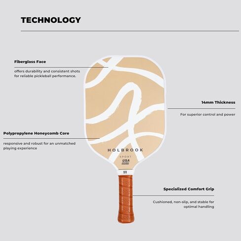 Holbrook Pickleball Paddle - Sport Series, USAPA Approved Pickleball Racket with Durable Fiberglass Surface, Skill Levels | cute pickleball paddles | pickleball accessories women in Saudi Arabia