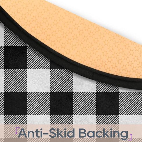 Buffalo Plaid Round Area Rug 5ft, Black White Checkered Washable Circle Rugs Non Slip Circular Rug Soft Indoor Floor Carpet for Bedroom Living Room Nursery Kitchen in Saudi Arabia