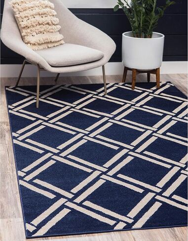 Unique Loom Trellis Collection Geometric Modern Black Area Rug (9' 0 x 12' 0) in Saudi Arabia