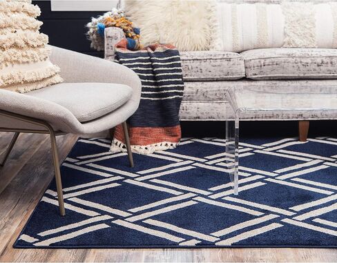 Unique Loom Trellis Collection Geometric Modern Black Area Rug (9' 0 x 12' 0) in Saudi Arabia