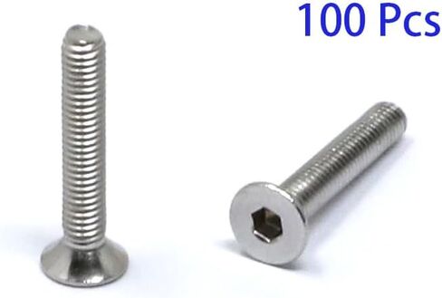 iexcell 100 Pcs M3 x 18mm Thread Pitch 0.5 mm Stainless Steel 304 Hex Socket Flat Head Cap Screws Bolts Kit in Kuwait