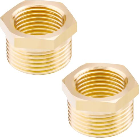 AOPANDA النحاس عرافة جلبة المخفض، 3/4 NPT ذكر X 1/2 NPT أنثى جلبة محول تركيب الأنابيب، (2 قطعة). in Saudi Arabia