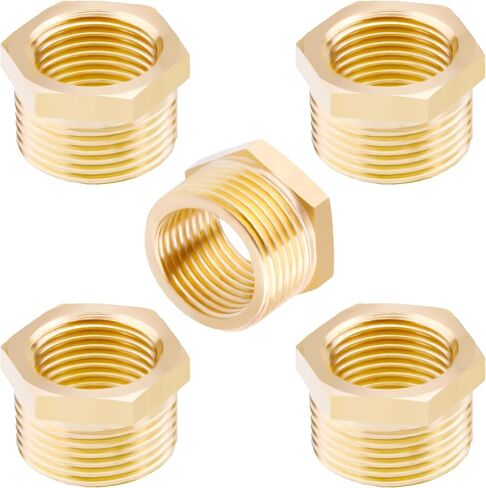 AOPANDA النحاس عرافة جلبة المخفض، 3/4 NPT ذكر X 1/2 NPT أنثى جلبة محول تركيب الأنابيب، (2 قطعة). in Saudi Arabia