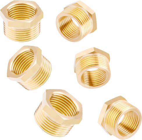 AOPANDA النحاس عرافة جلبة المخفض، 3/4 NPT ذكر X 1/2 NPT أنثى جلبة محول تركيب الأنابيب، (2 قطعة). in Saudi Arabia