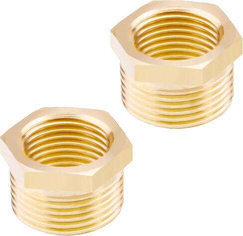 AOPANDA النحاس عرافة جلبة المخفض، 3/4 NPT ذكر X 1/2 NPT أنثى جلبة محول تركيب الأنابيب، (2 قطعة). in Kuwait