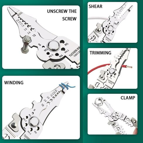 Multifunctional cable stripper crimper cable cutting pliers, adjustable automatic wire stripper tool, stainless steel multifunctional cable cutting stripper, crimping tool (1PCS) in Saudi Arabia