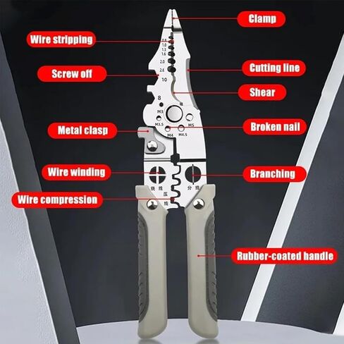 Multifunctional cable stripper crimper cable cutting pliers, adjustable automatic wire stripper tool, stainless steel multifunctional cable cutting stripper, crimping tool (1PCS) in Saudi Arabia