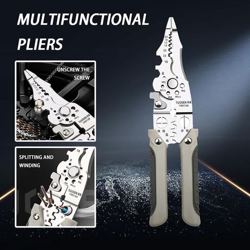 Multifunctional cable stripper crimper cable cutting pliers, adjustable automatic wire stripper tool, stainless steel multifunctional cable cutting stripper, crimping tool (1PCS) in Saudi Arabia