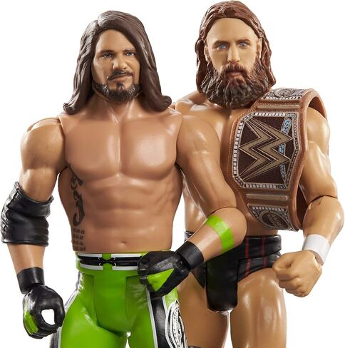 WWE Daniel Bryan vs AJ Styles Battle Pack Series #64 مع شخصيتين مفصليتين مقاس 6 بوصات ومعدات حلقية in Kuwait