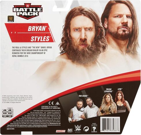 WWE Daniel Bryan vs AJ Styles Battle Pack Series #64 مع شخصيتين مفصليتين مقاس 6 بوصات ومعدات حلقية in Kuwait