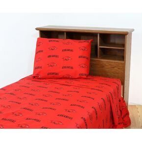 College Covers NCAA Arkansas Razorbacks Printed Sheet Set, Twin, Red
