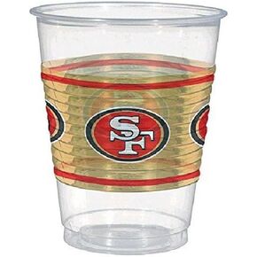 NFL San Francisco 49ers Disposable Plastic Cups - 16oz, 25 Pieces - Perfect for Game Day Parties & Tailgates