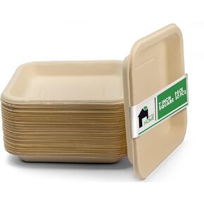 EconoHome Compostable Paper Plates (7" Square 50 pack)
