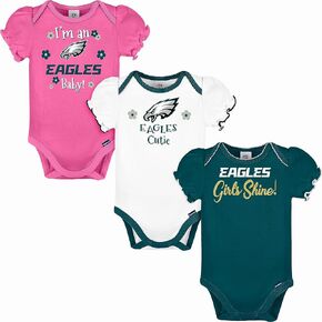 Gerber Baby Girls NFL Team 3 Pack Short Sleeve Onesie Bodysuit