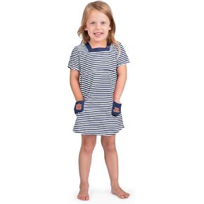 NCAA Toddler Girls Short Sleeve Striped Dress with Pockets-100% Cotton-Sizes 2T, 3T and 4T