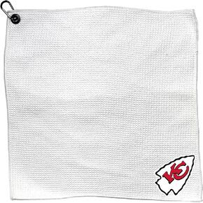 منشفة Team Golf NFL Team Golf NFL Microfiber - 38.1 سم × 38.1 سم (أبيض) مع مشبك حلقة تسلق، ألياف دقيقة فاخرة مع جيوب وافل عميقة - امتصاص فائق للمياه ومنشفة تنظيف سريعة الجفاف للجولف