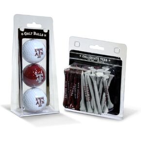 Team Golf NCAA Logo Imprinted Golf Balls (3 Count) & 2-3/4" Regulation Golf Tees (50 Count), Multi Colored