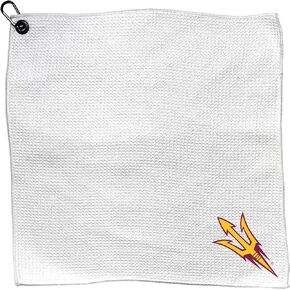 Team Golf NCAA NCAA Microfiber Towel - 15" X 15" (White) with Carabiner Clip, Premium Microfiber with Deep Waffle Pockets- Superior Water Absorption and Quick Dry Golf Cleaning Towel