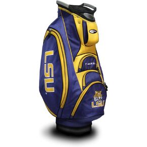 Team Golf NCAA LSU Tigers Victory Golf Cart Bag Victory Golf Cart Bag, 10-way Top with Integrated Dual Handle & External Putter Well, Cooler Pocket, Padded Strap, Umbrella Holder & Removable Rain Hood